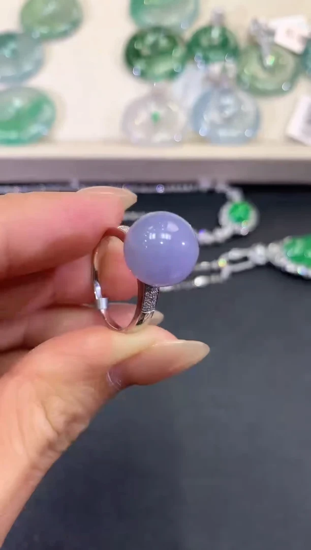 【闪购商品】翡翠戒指18K金镶嵌a120紫货有色差