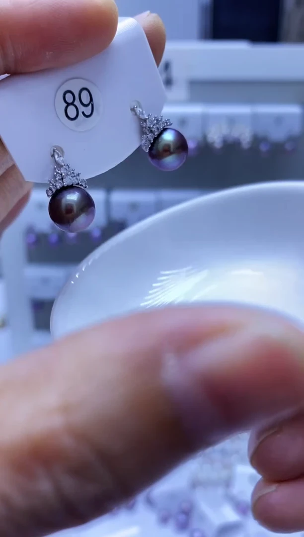 银S925镶嵌耳饰淡水珍珠89