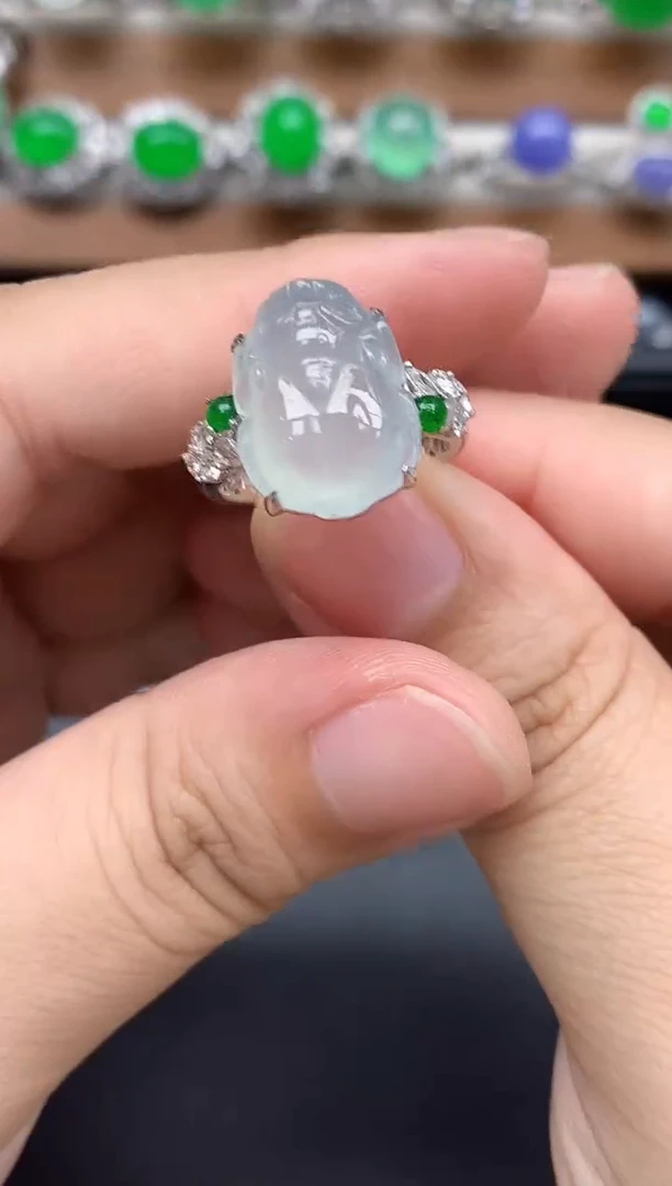 18K金镶嵌戒指翡翠582-中国好珍宝