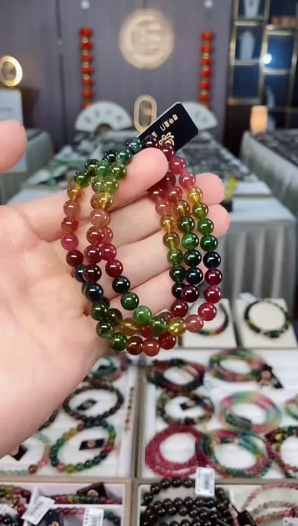未镶嵌收藏级老矿碧玺三圈手串7mm+碧玺xion多样性发一条