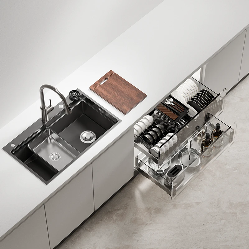 HIGOLD/悍高厨房橱柜拉篮希勒3.0PRO系列碗碟篮搭配水槽组合套装