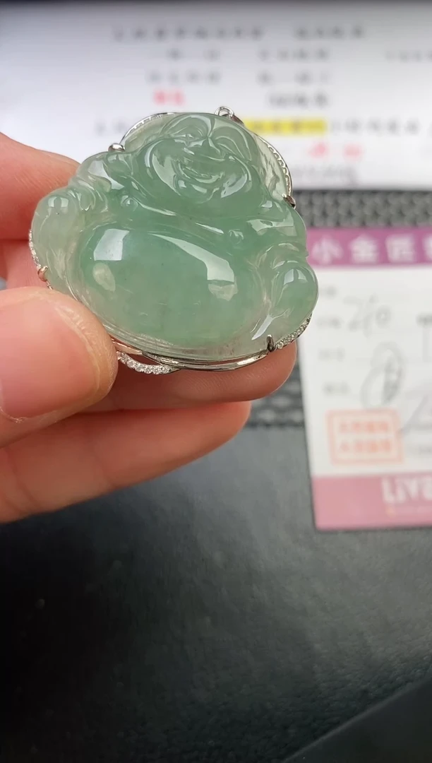 翡翠银S925镶嵌颈饰@***乐吊坠