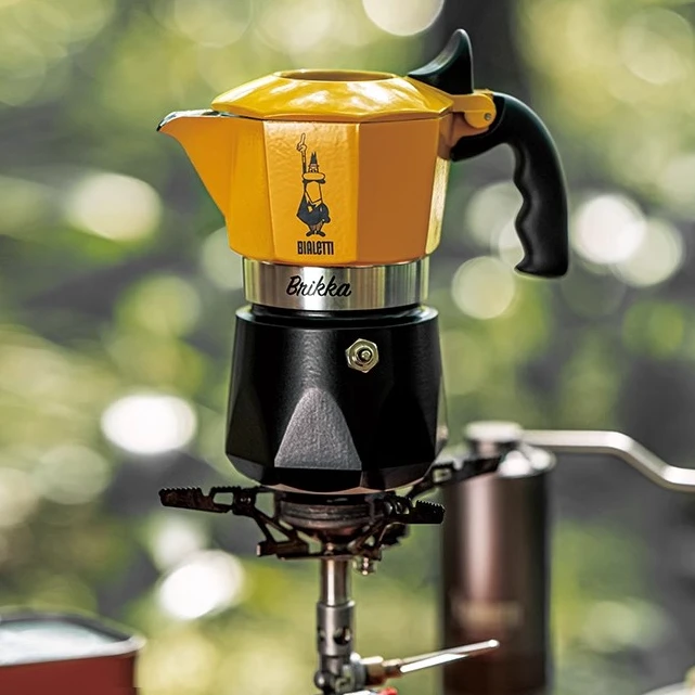 BIALETTI/比乐蒂双阀黄黑色摩卡壶意式咖啡壶蒸煮咖啡露营黑咖啡