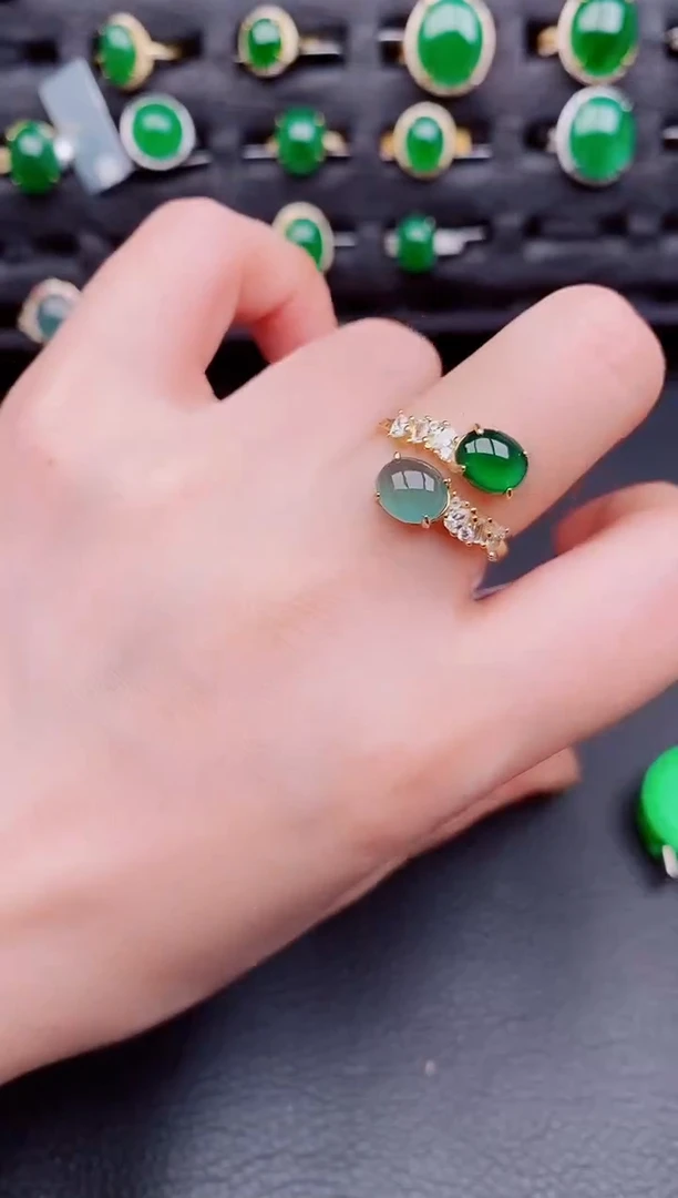 【闪购商品】翡翠戒指银S925镶嵌天然a货翡翠221