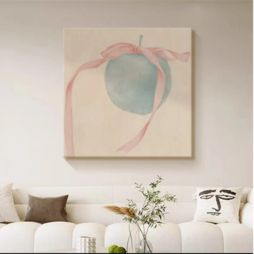 纯手♥绘无框油画《苹果》现代简约侘寂风装饰画
