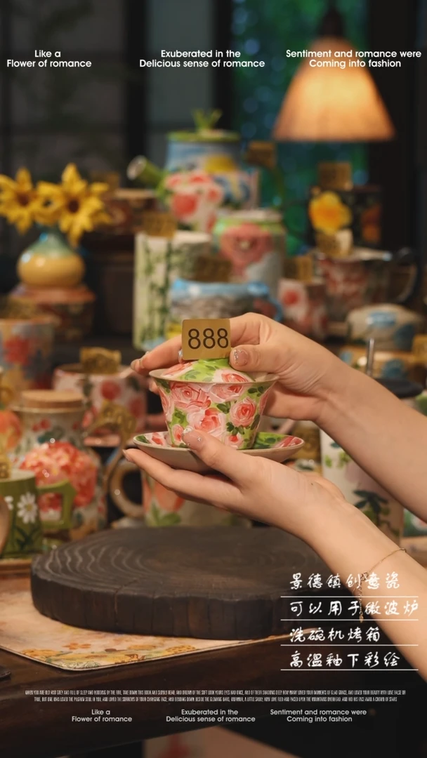 陶瓷888景德镇高温釉下彩绘设计师款式