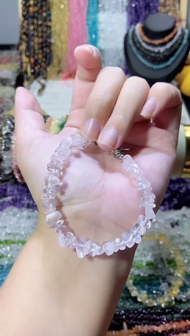 未镶嵌珠宝半成品水晶粉水晶手链