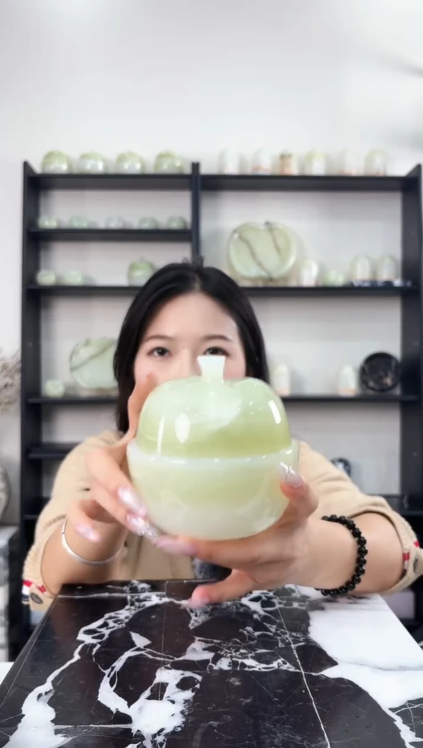 石材清玉苹果储物罐