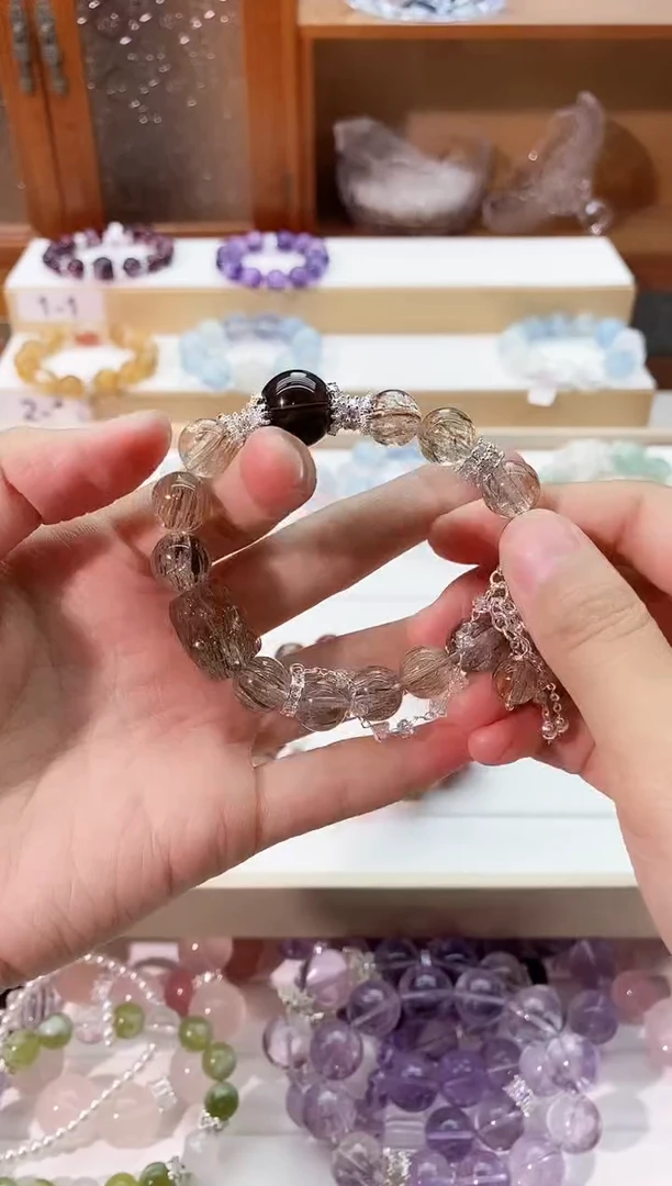【闪购商品】水晶手串未镶嵌黑金超七手串