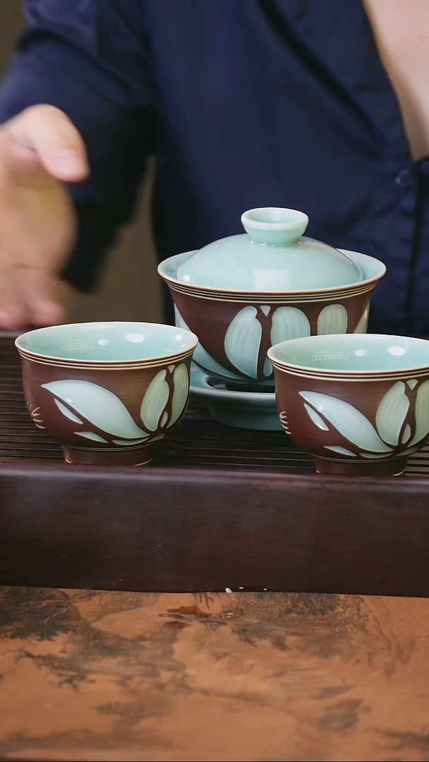 摆件望瓯陶溪川粉青套装