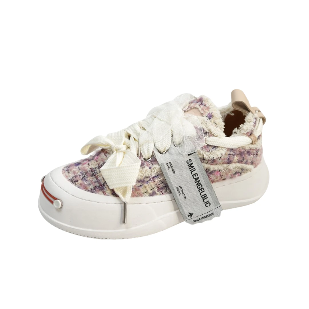 【紫色小香风】2025新款帆布鞋男女鞋开口笑厚底情侣休闲乞丐笑脸鞋