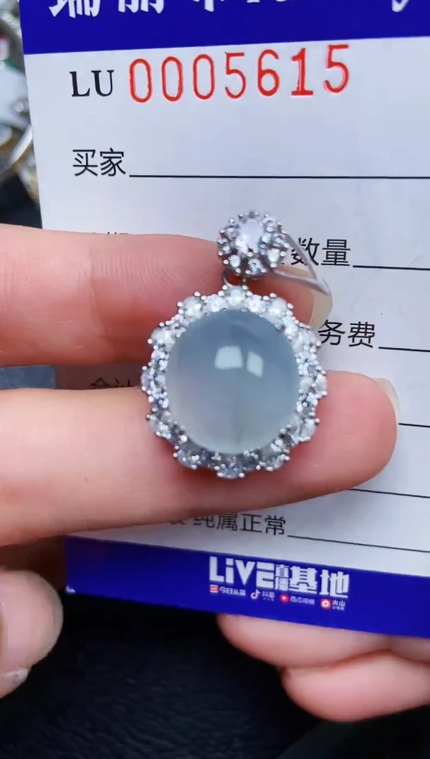 翡翠银S925镶嵌颈饰5615