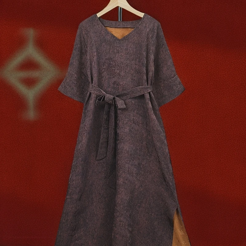 <<非遗美学>>新款气质优雅中国风香云染料连衣裙T1340