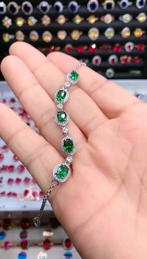 【闪购商品】透辉石手链银S925镶嵌银色