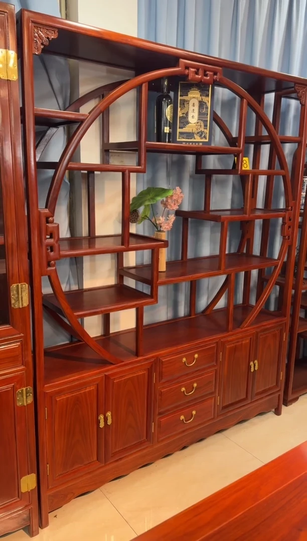 花梨木类家具锲**舍刺猬五福博古架158*35*198