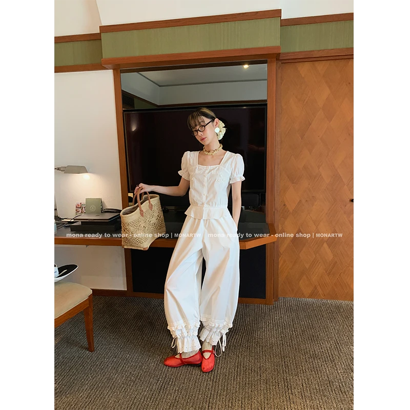 【Mona张绮贤】MONA 100棉 白色设计感显瘦上衣 O125A05321