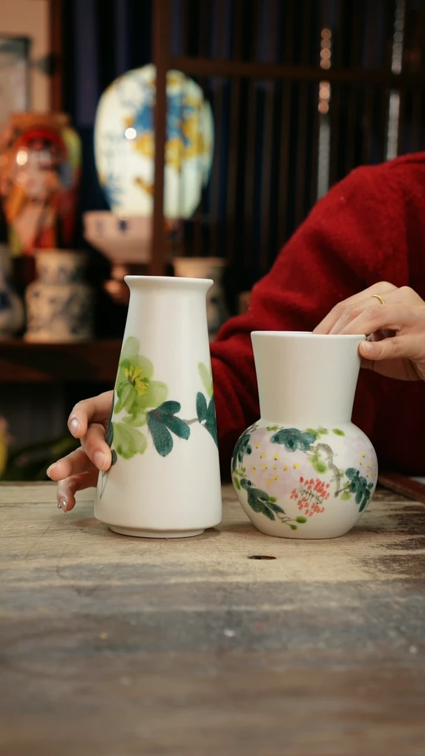 【闪购商品】瓷片景德镇纯手工釉下彩精品花瓶