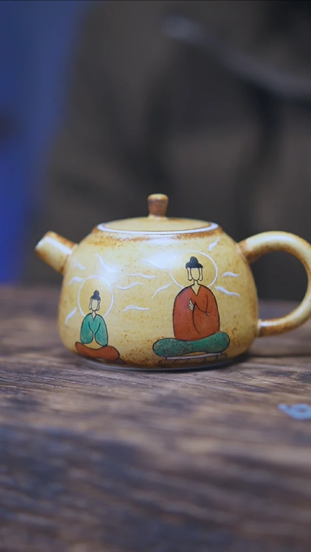 【闪购商品】景德镇手绘无相佛手把壶