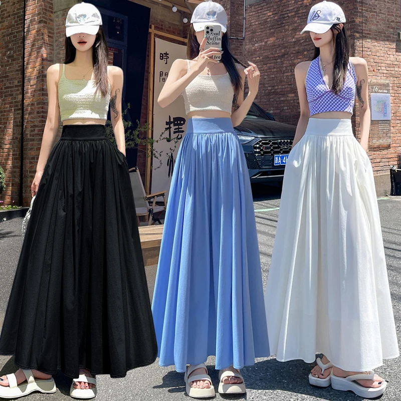 新款白色半身裙女黑色中长款高腰西装裙百搭气质显瘦2025A字裙子