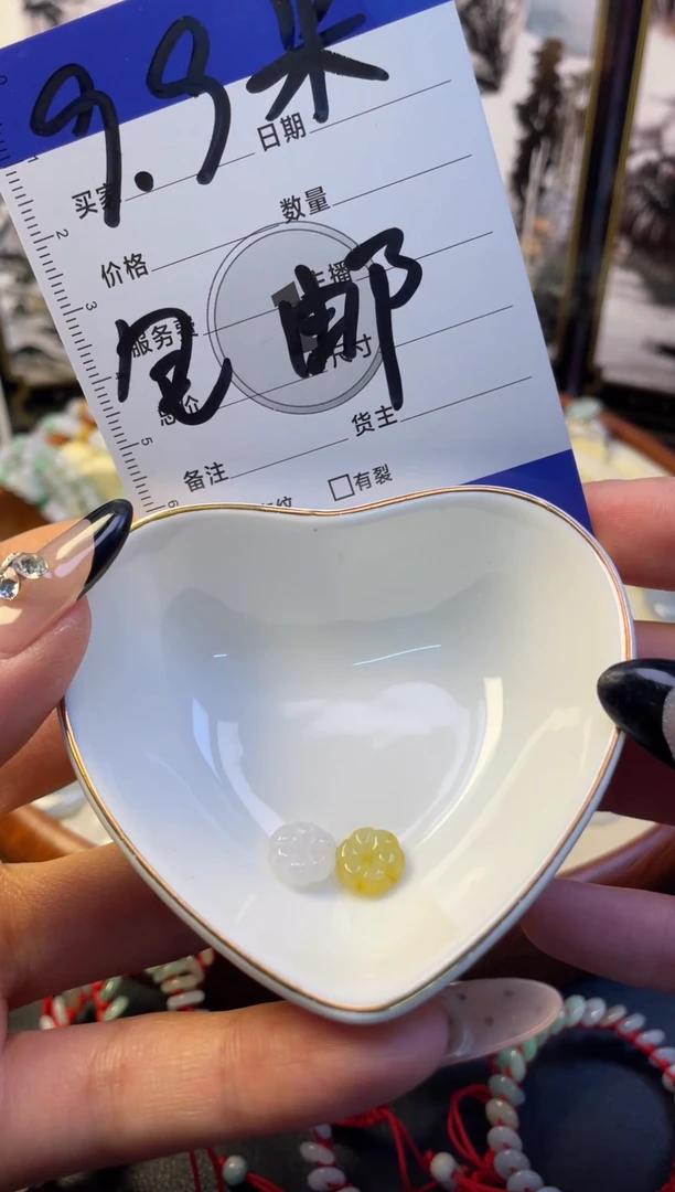翡翠银S925镶嵌颈饰花花