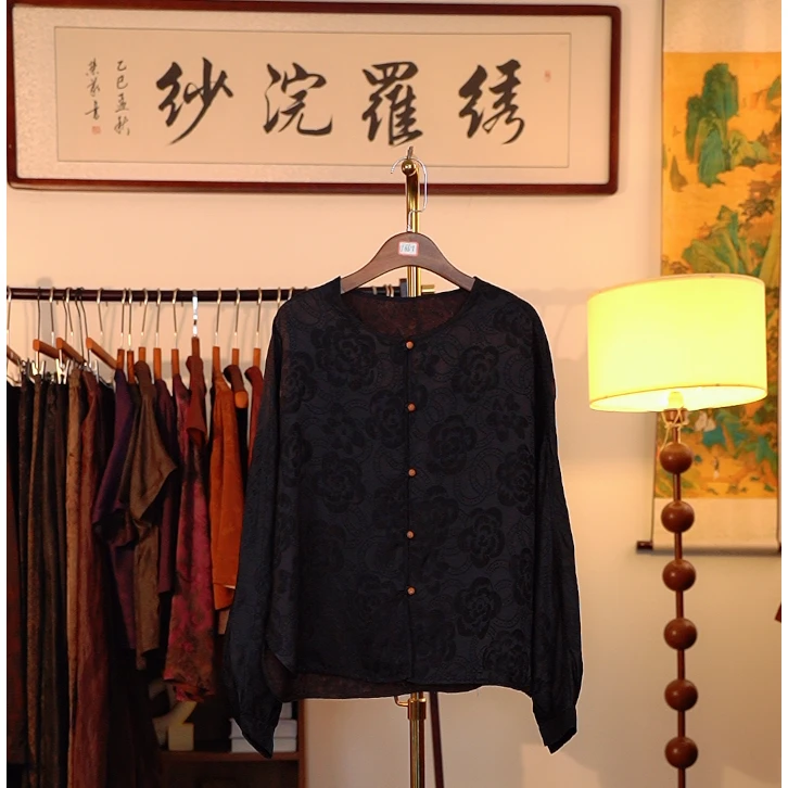 【藕荷凝纱-香云纱外套】香云纱外套3035AAA