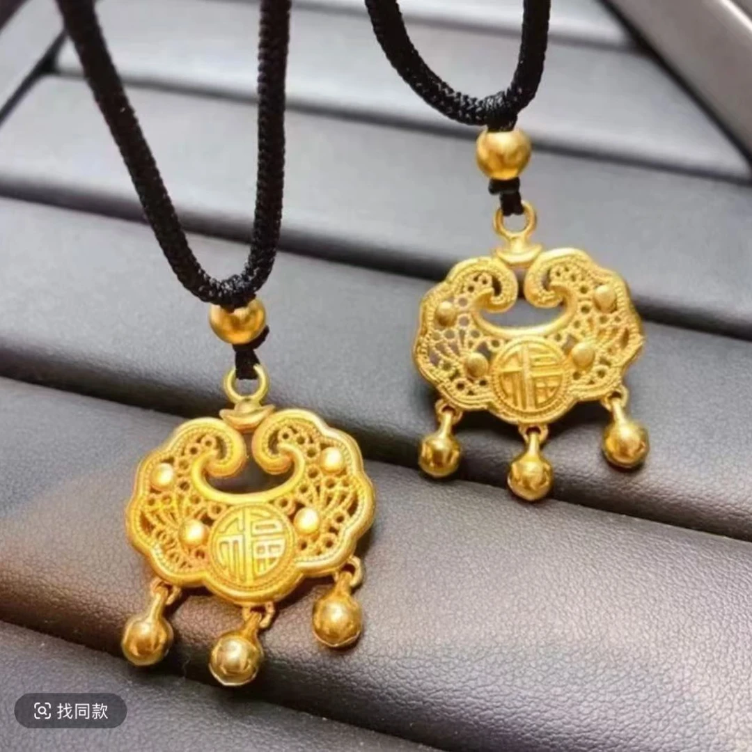 合金项链 【长M福锁吊坠】手工轻奢时尚复古挂坠传承祥云锁素款