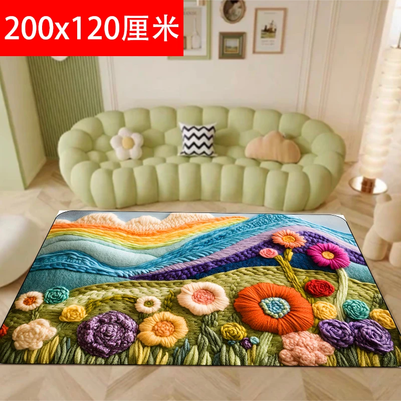 【多功能垫】200*120-茶几垫走廊毯阳台毯吸水防滑硅藻泥-彩虹花