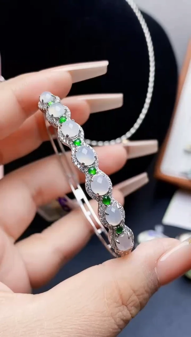 银S925镶嵌戒指翡翠0676