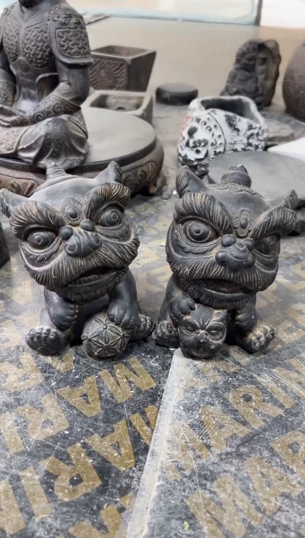 陶土【火山泥】瑞气盈门一对