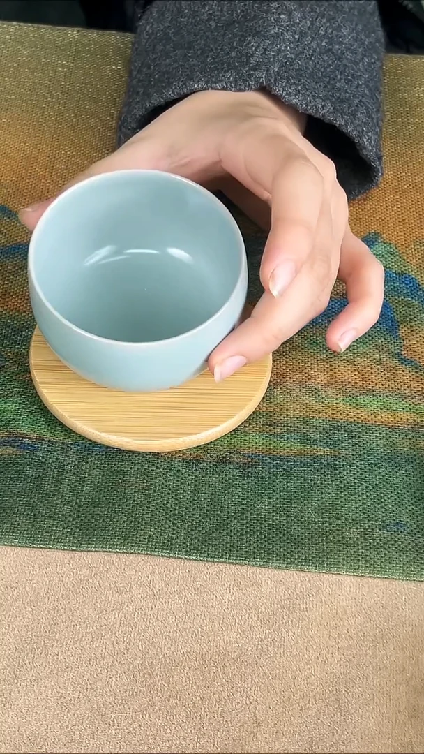 杯子瓷孙现锋 仿古天青釉 禅定杯