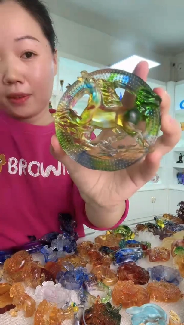 手工艺品琉璃马绿色