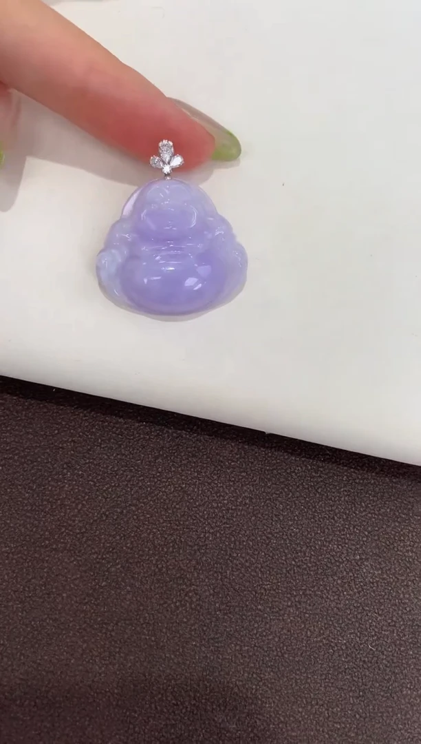 颈饰18K金镶嵌翡翠财****贝天然缅甸a货翡翠