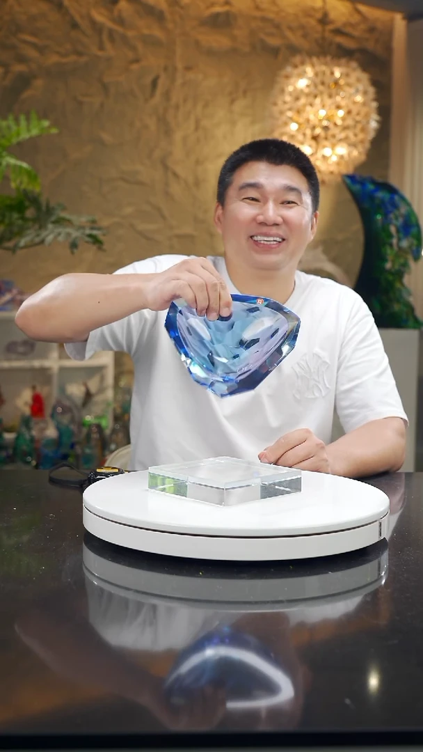 摆件福利金红蓝三角切面果盘23号