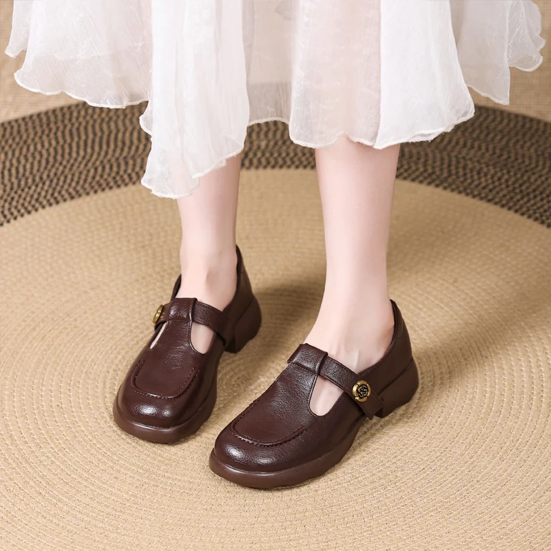 2025秋季新款软皮复古单鞋百搭厚底玛丽珍1822