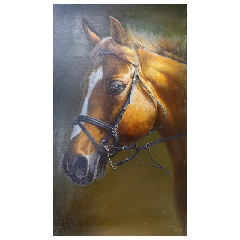 【玄关画】94x164cm 朝鲜山水风景油画书房画卧室 纯手工纯手绘