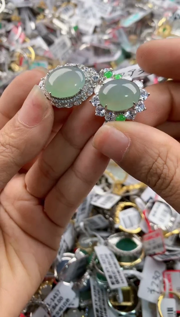 银S925镶嵌戒指翡翠777---7