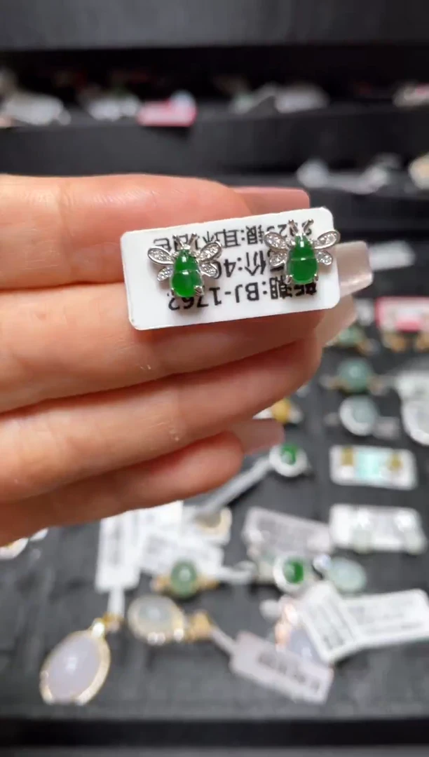 银S925镶嵌戒指翡翠天然翡翠A货