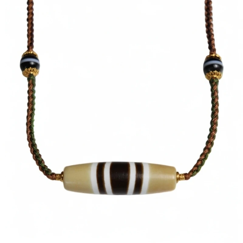 原创民族风藏式真品天珠七线玛瑙天珠约40*12mm