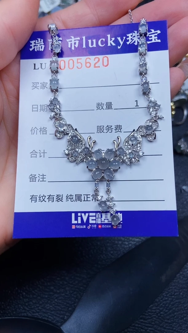 翡翠银S925镶嵌颈饰5620