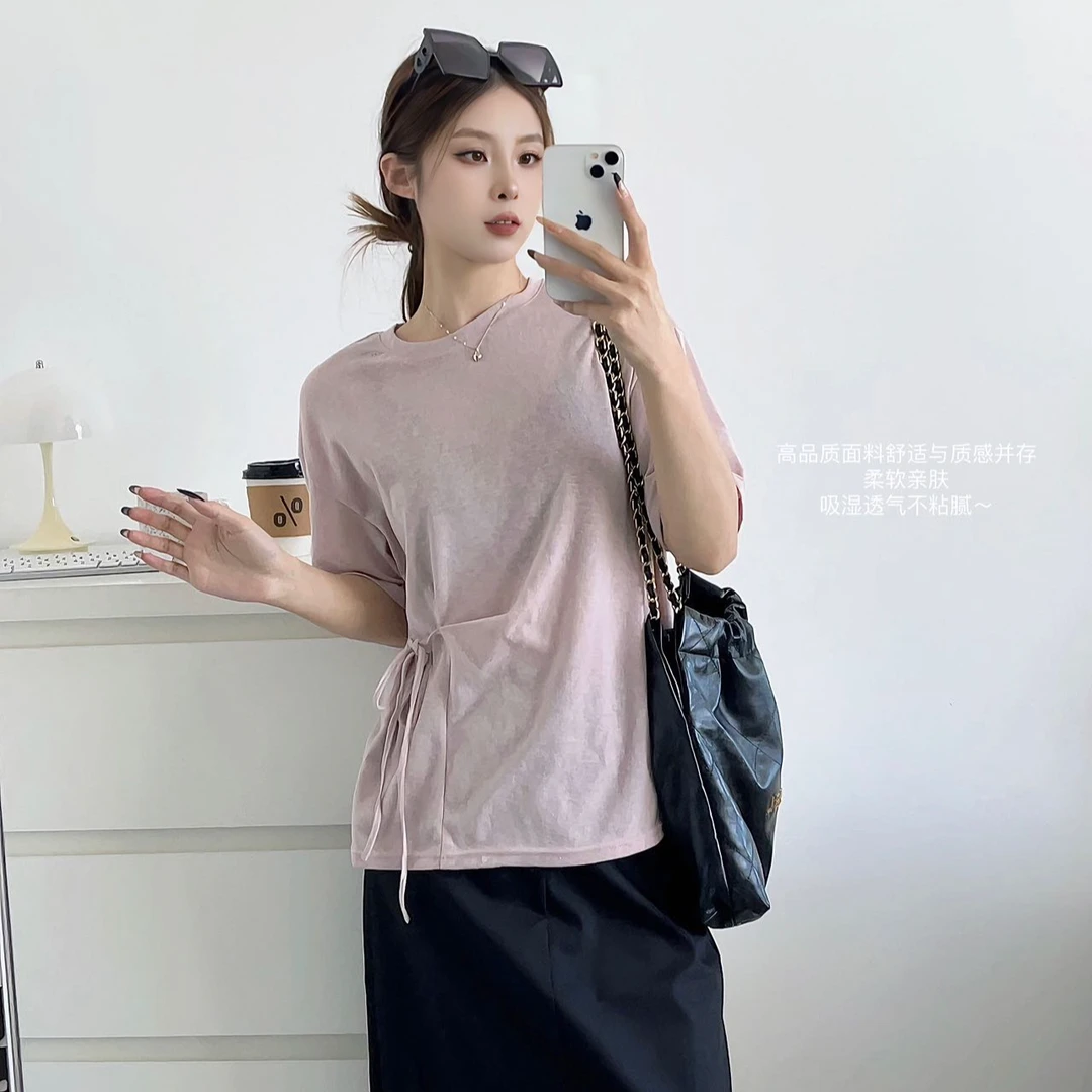 【粉丝福利】亚麻大板T恤透气宽松亲肤褶皱宽松型夏季吸湿