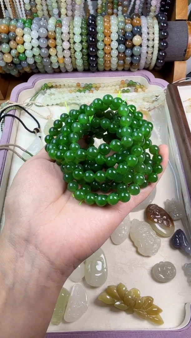 未镶嵌手串和田玉碧玉8mm手串多样性发其一