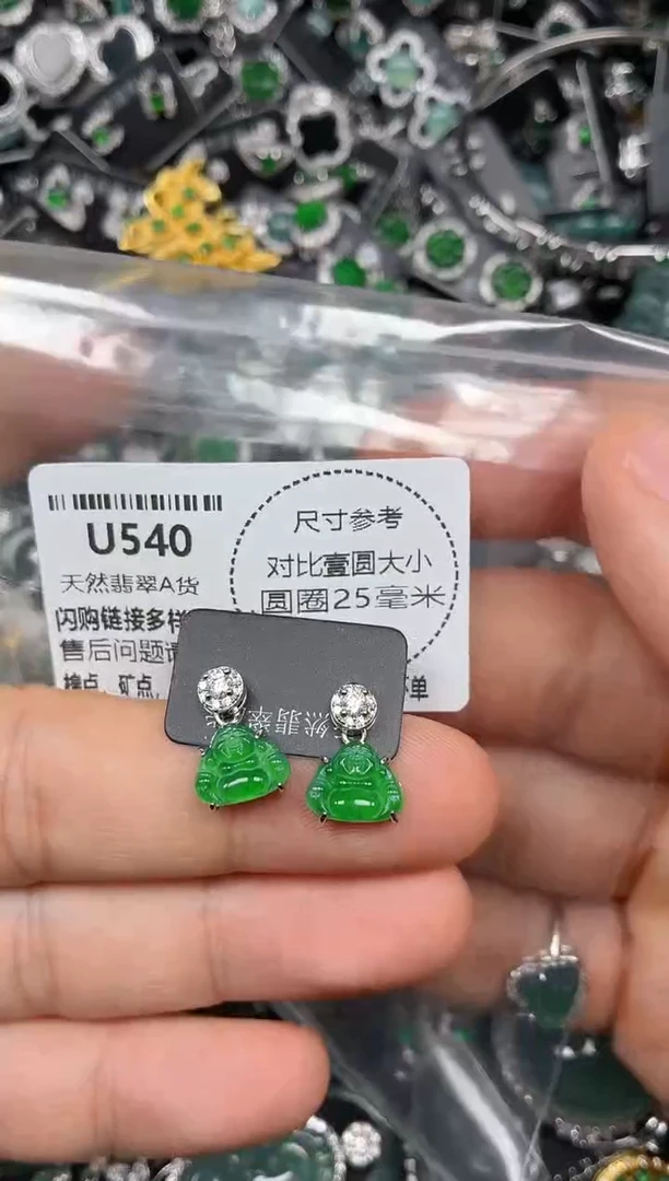 颈饰未镶嵌翡翠U540耳钉