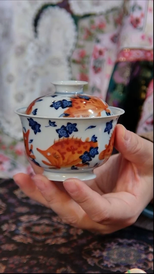 盖碗130毫升描金鳜鱼。。。。。。。。。。