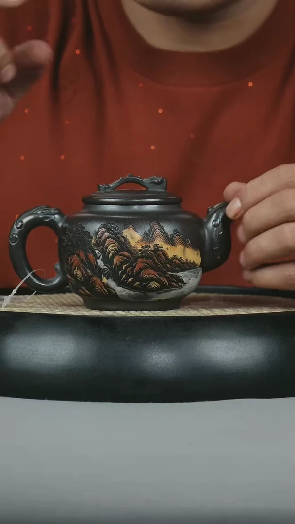 茶壶紫砂原矿石黄 龙凤呈祥