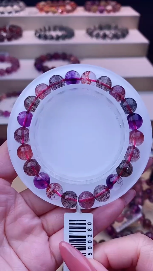 未镶嵌手链水晶黑加仑超七9m+