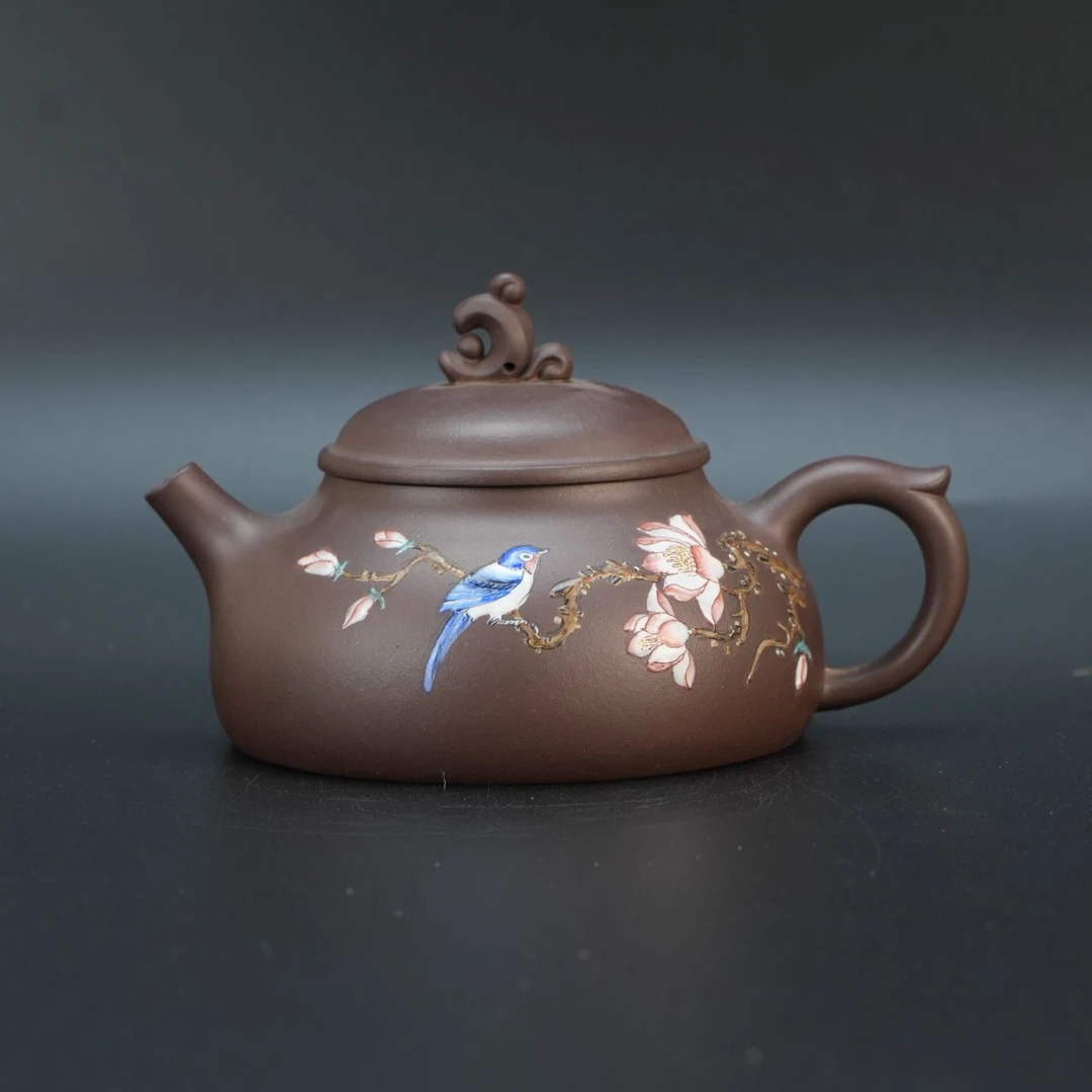 lot20934 989 朱荧霞 紫砂紫泥幽月 “珐琅彩”壶 240cc