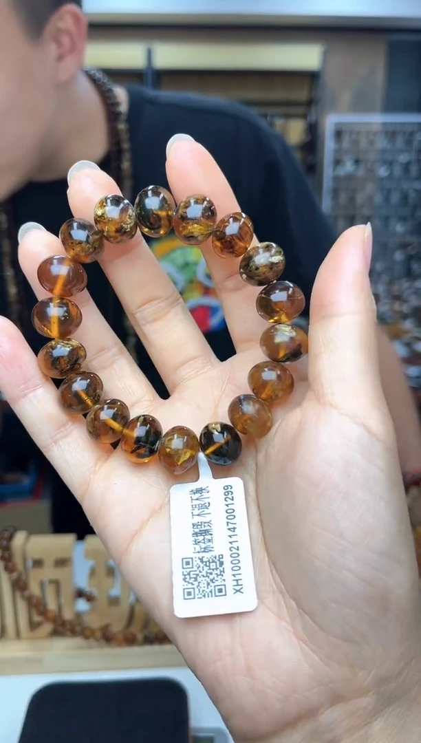 未镶嵌琥珀裸石抚顺琥珀13+花蜡手串