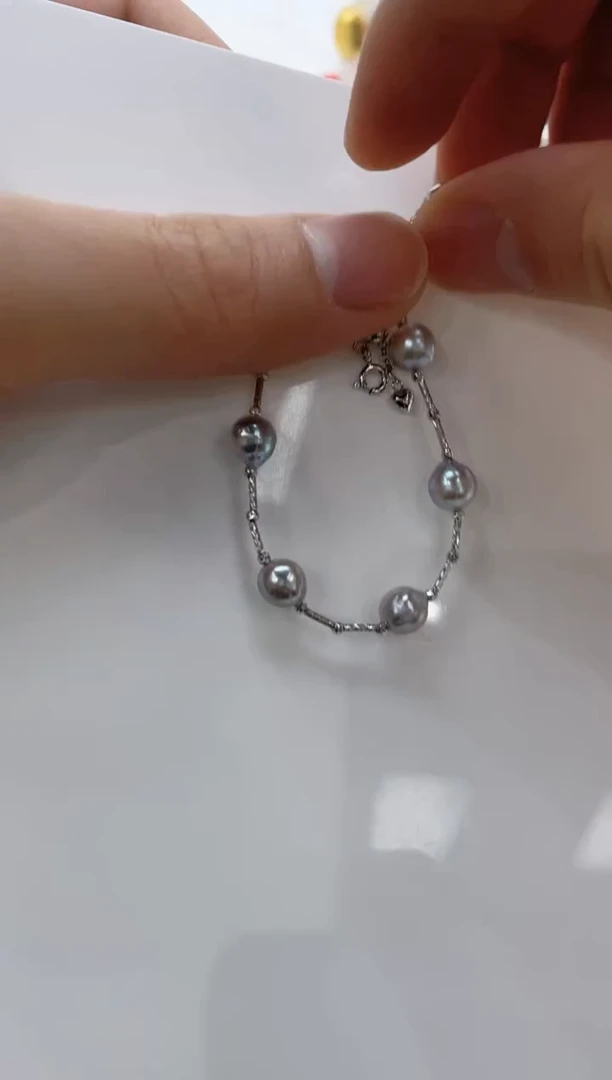 【闪购商品】海水珍珠手链银S925镶嵌海水珍珠手链