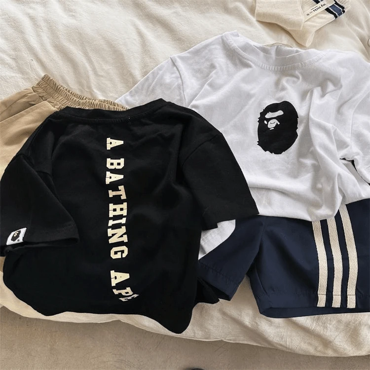 童装2025儿童新款立体贴花无感印花卡通T恤ins户外宽松百搭上衣