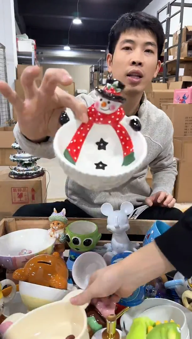 瓷片原盒雪人碗